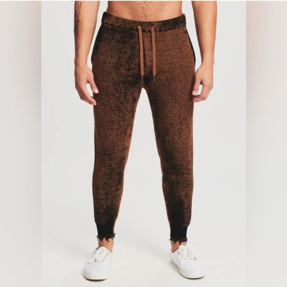 New! SER.O.YA Revolve Men's Knit Jason Jogger in Cognac Dye Effect - Picture 1 of 7
